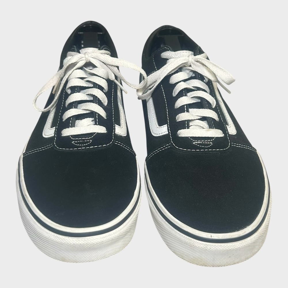 Vans Ward Mens Size 13 Black White Suede Canvas Low Top Skate Sneakers 500714